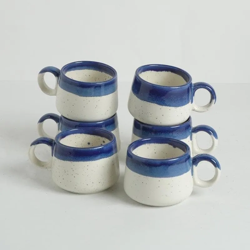 Nouvelle Ceramic Tea Cup (150 mL Each) /Blue)- Set of Six media 3