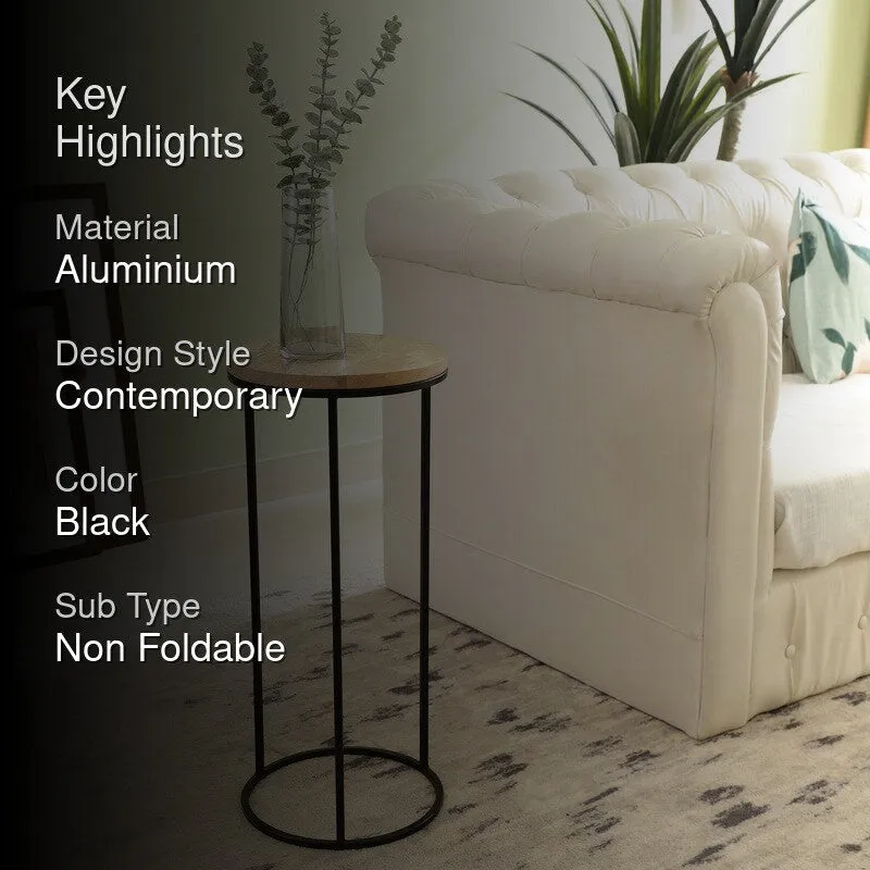 Wooden Top Base Aluminum Side Table - Small media 2