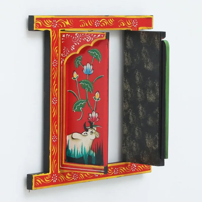 Pichwai Cow Lotus Wooden Wall Accents media 5