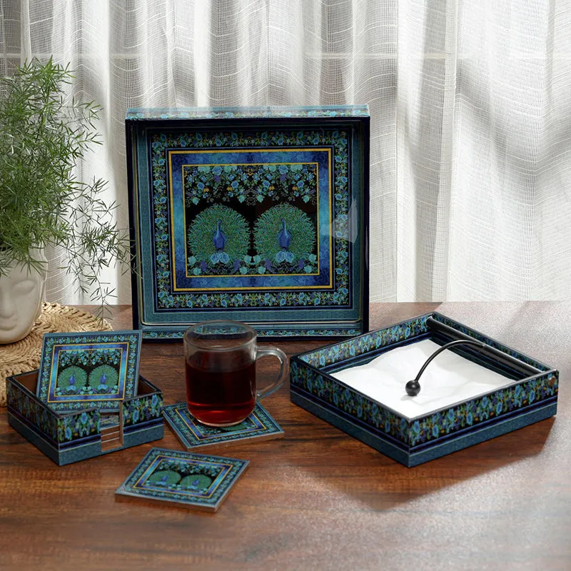 Mayoorika Duo Serving Tray With Coaster - Nine Piece Set media 1
