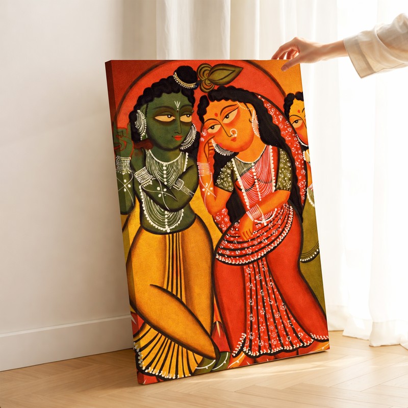 Radha Krishna Folk Canvas Wall Art & Paintings