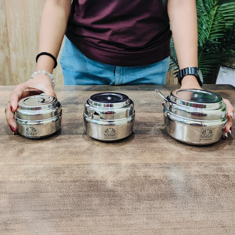 Simmer Silver Stainless Steel Containers - Set of Three media 5
