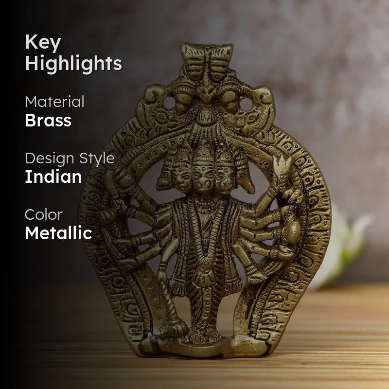 Brass Panchmukhi Hanuman Idol - Metallic media 2