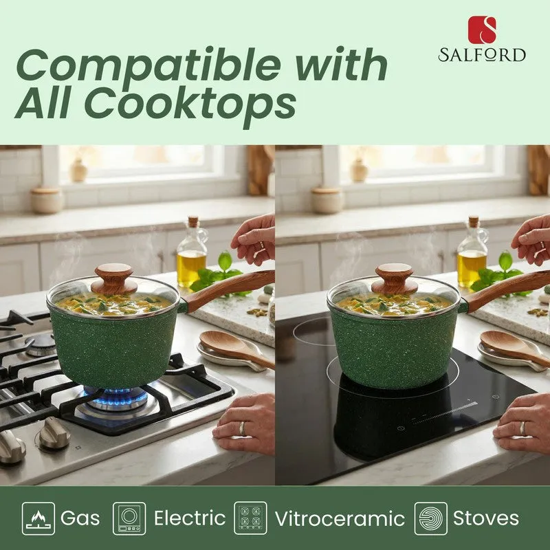 Salford Forged Non Stick Saucepan with Glass Lid (Moss Green) - 1700 mL media 6