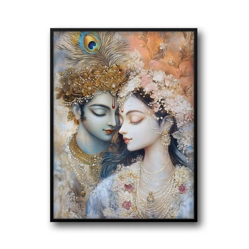 Radha Govindam Spiritual Archival Paper Wall Painting With Frame - Black media 5