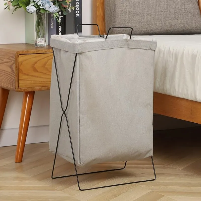 HomeWash (Metal,Fabric) Laundry Basket - Grey media 6