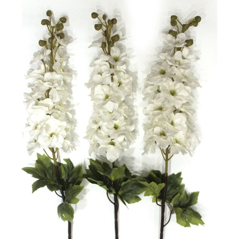 Real Look Artificial Delphinium Flower Stick - White media 5