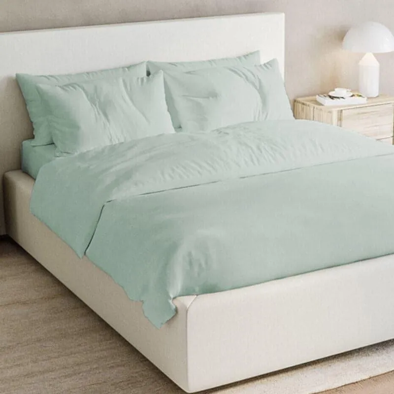 Freyda Solid Cotton Bedsheet (Mint) - 700 TC media 5