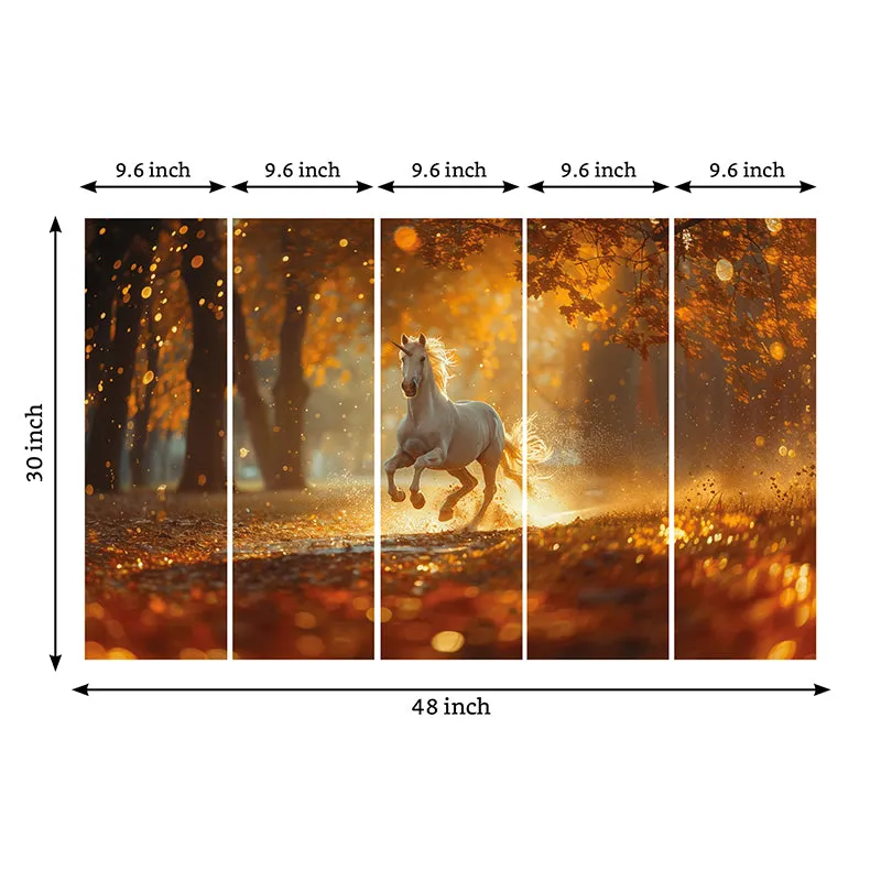 Golden Hour Gallop Canvas Wall Art - Set Of Five media 8