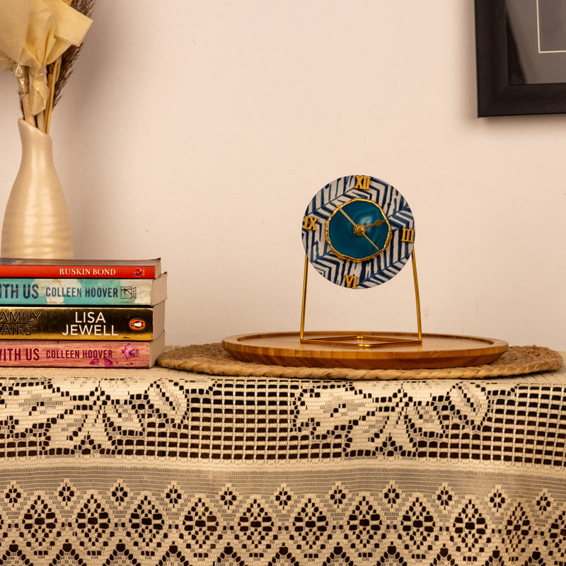 Azure Chevron MDF Clock - Round media 6