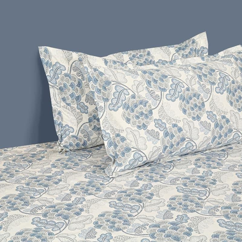 Swayam Inara Flora Cotton Bedsheet (Pale Blue) - 160 TC media 3