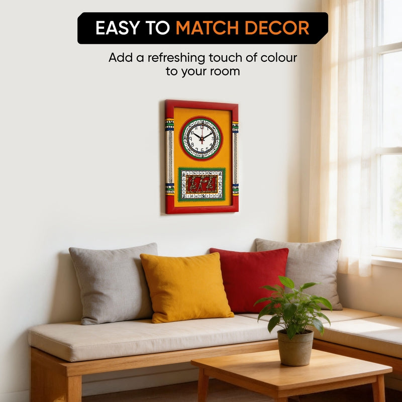 Sanjoya Warli Wall Clock - Yellow media 5