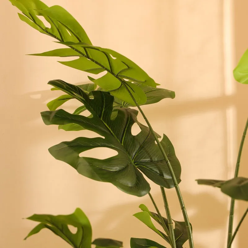 Artificial Monstera Plant With Black Plastic Pot - 6 ft media 8