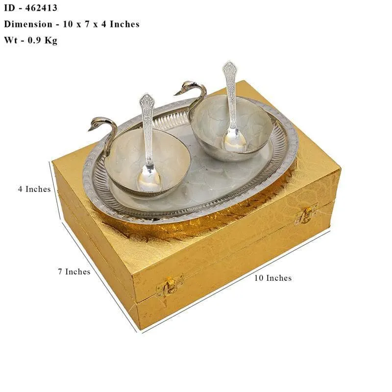Gleaming Golden Bowl & Tray - Silver media 6