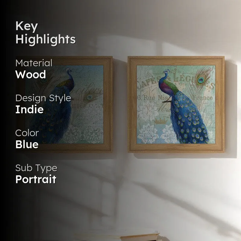 Peafowl Wall Art Painting - Set Of Two media 2