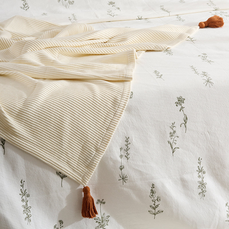 Nestlin Tassled Throw - Ivory & Tan media 3