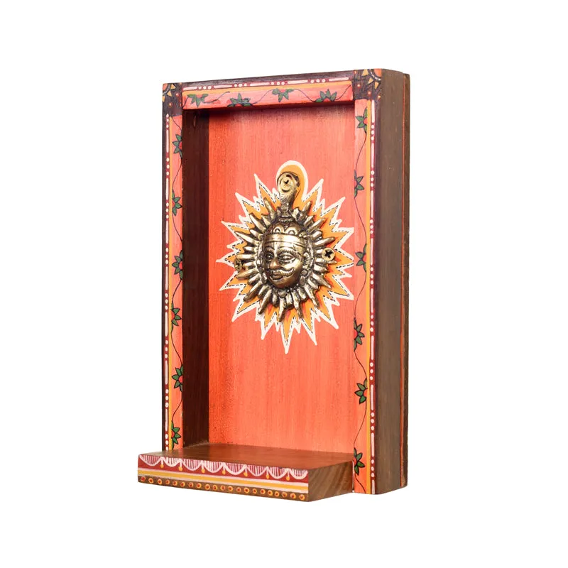 Brass Surya Dev I Wooden Wall Accent media 5
