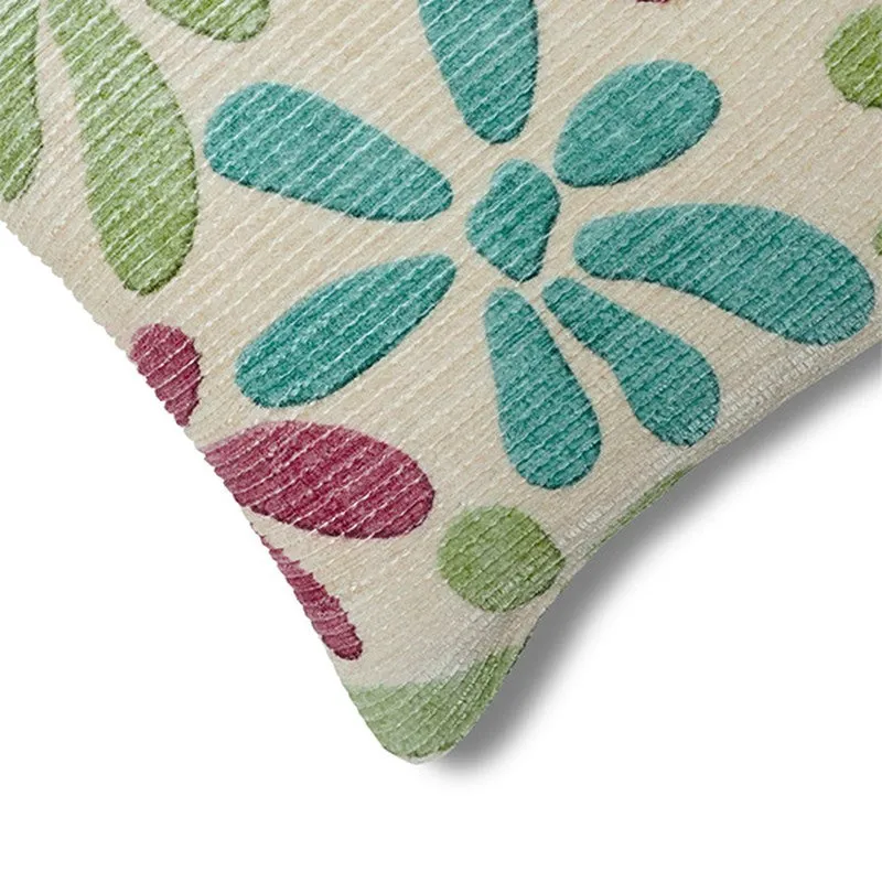 FloralGrace Cushion Cover (Teal, Maroon) - Set Of Three media 5