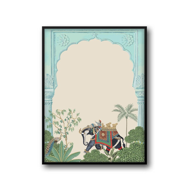 Eka Gaja Framed Jharokha Canvas Wall Painting media 6