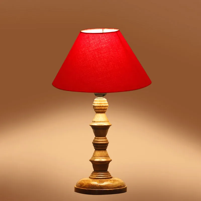 Cotin II Timber Wooden Table Lamp - Red,Brown media 5