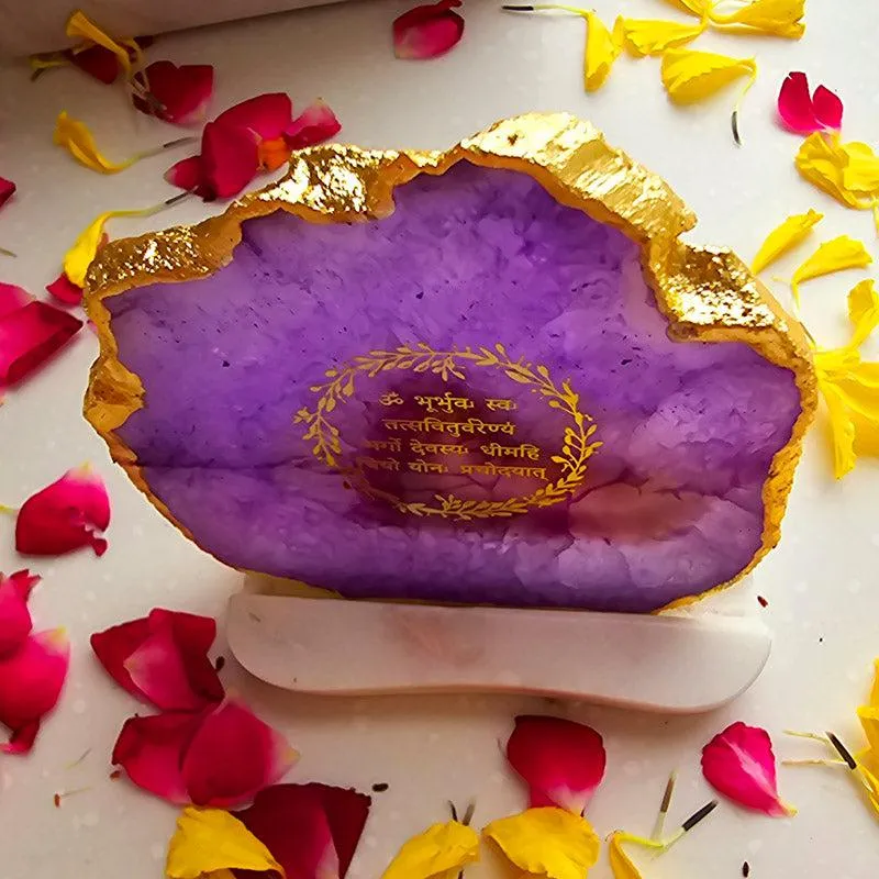 Sacred Gayatri Mantra Tealight Candle Holder - Purple media 3