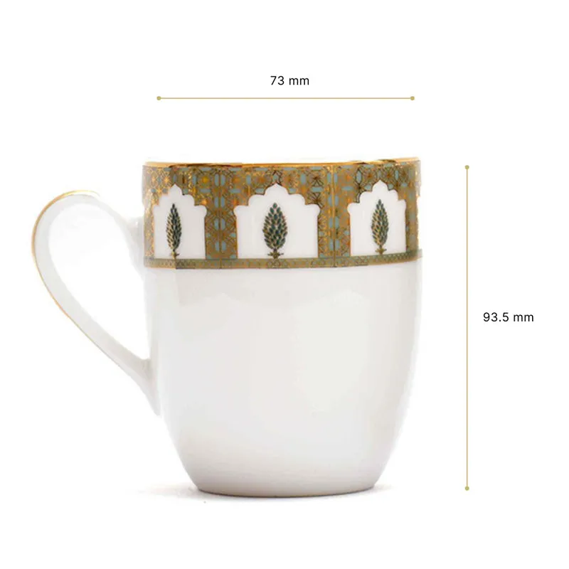 Gilded Chinar Coupe 24k Gold Brushed Porcelain Coffee Mug (280 mL Each) - Set Of Four media 8