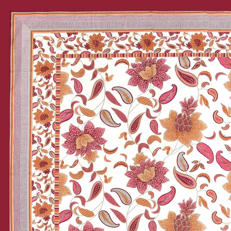 Soft Petal Cotton Bedsheet (White,Red) - 180 GSM media 7