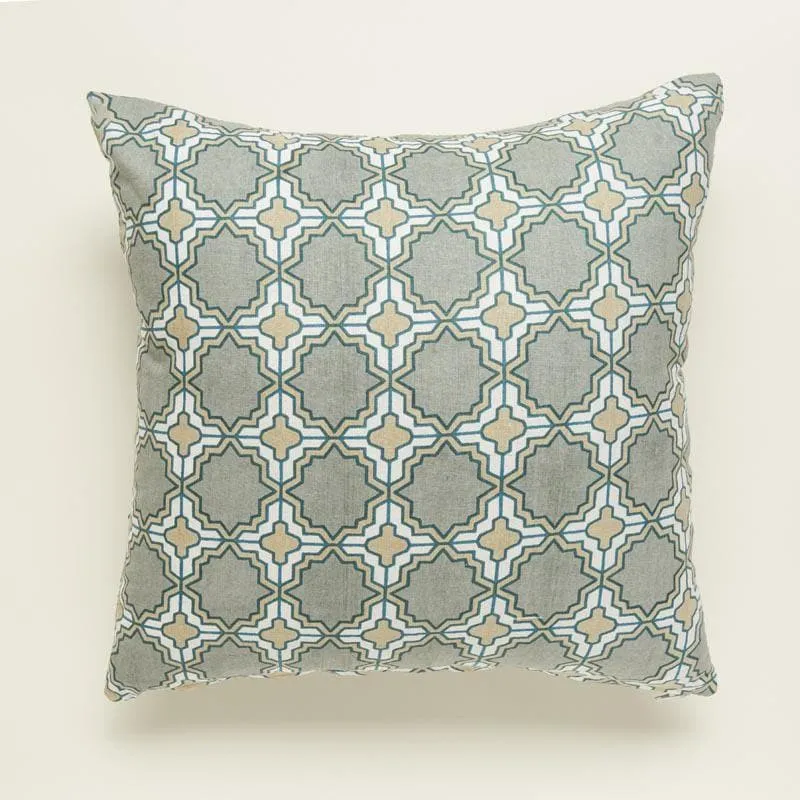 Marrakesh Tile Cotton Cushion Cover (Grey) - Set Of Two media 3