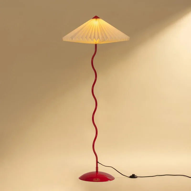 Fig Living Wavy Iron Floor Lamp - Crimson Red media 1