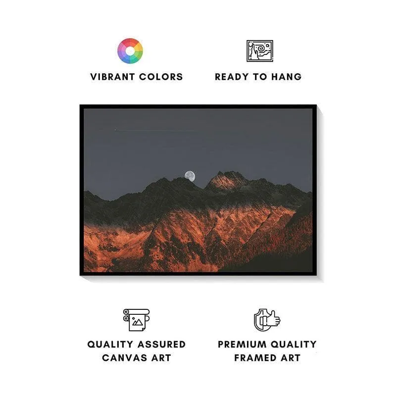 Moon & Mountains Canvas Wall Painting - Black Frame media 4