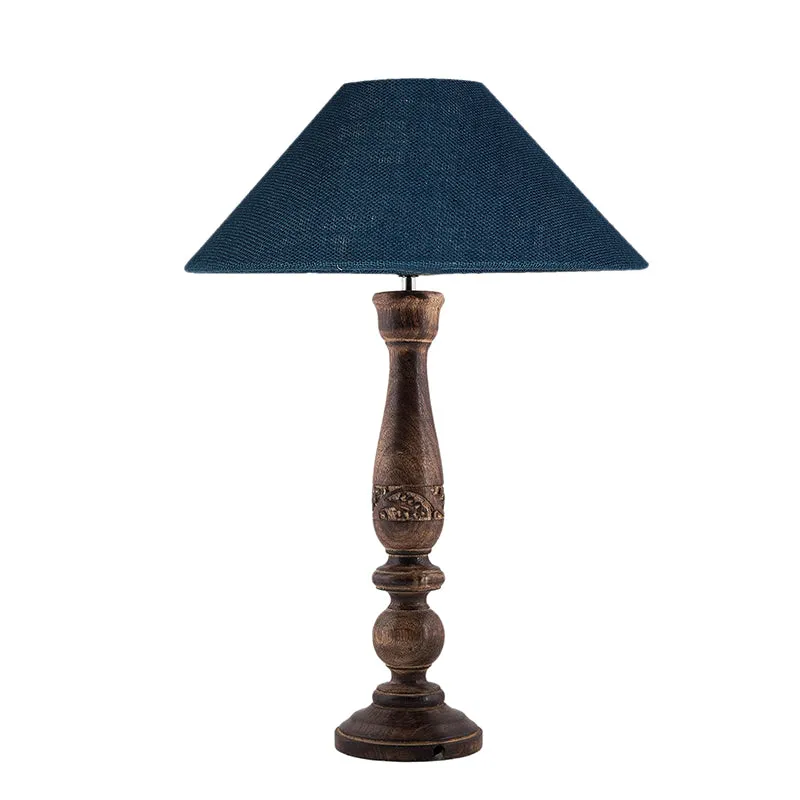 Nihara Wooden & Jute Table Lamp - Blue,Brown media 3