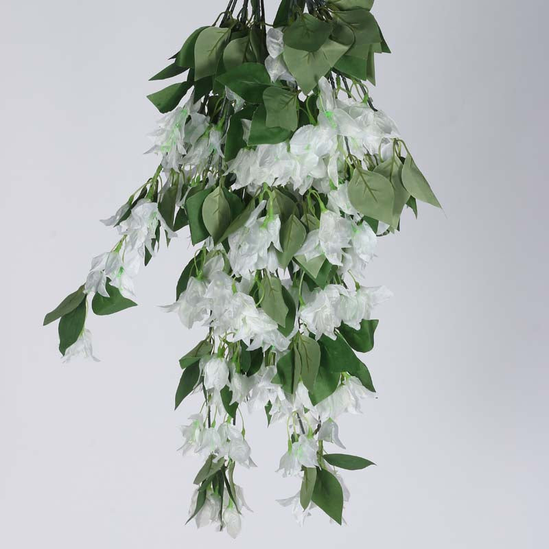 Faux Lush Hanging Bougainvillea - White - 2.5 Feet media 3
