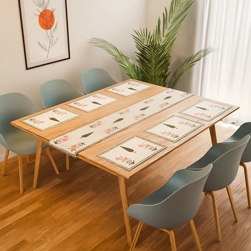 Classic Linen Cotton Table Linen Set (Pink) - Seven Piece Set media 1