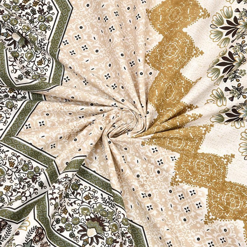 Chaital Ethnic Cotton Bedsheet (Beige) - 240 TC media 4