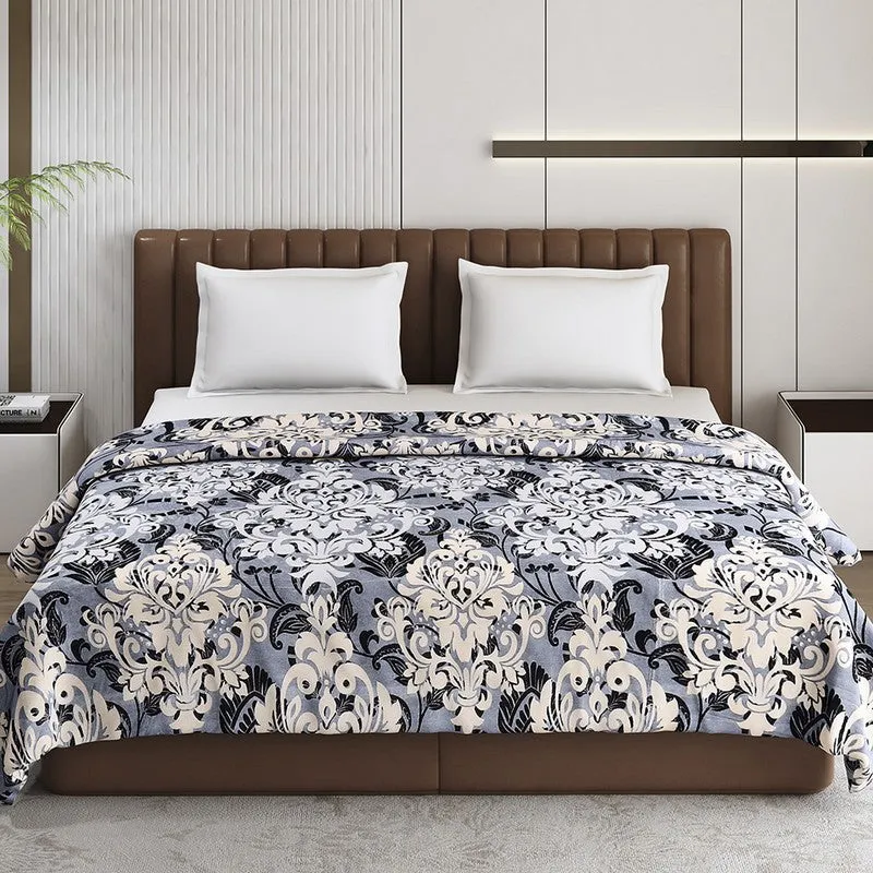 Monte Carlo Symmetry Indian Motif Print Polyester Blanket (Grey) - 210 GSM media 4