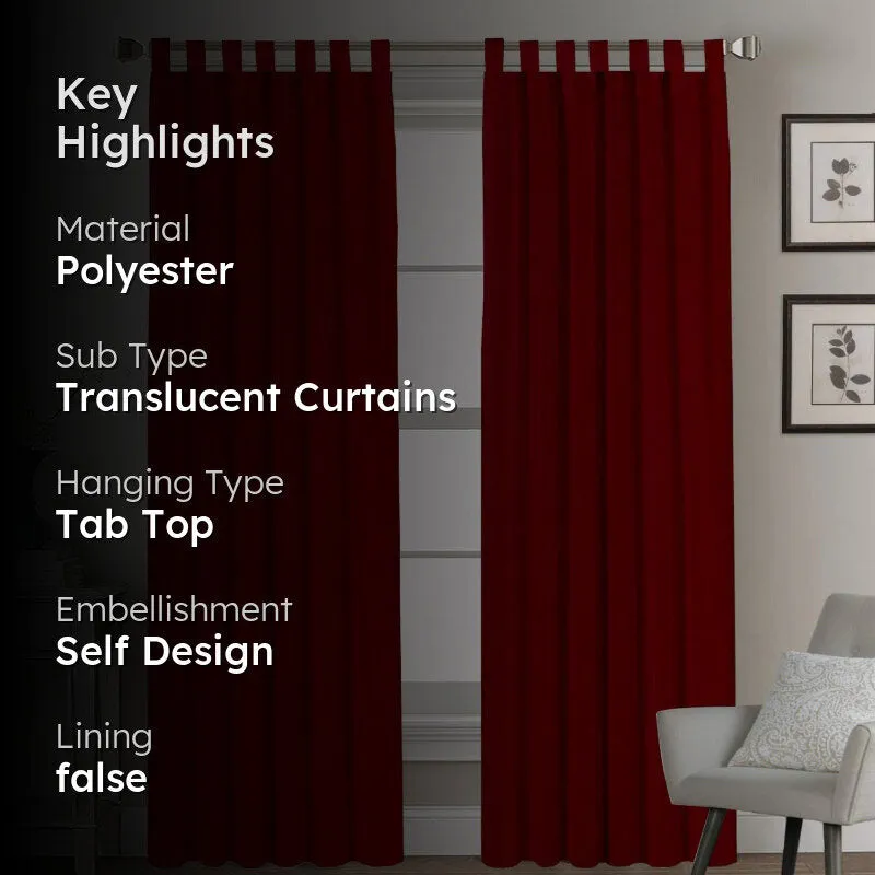 Esme Tab Top Medium Width Curtain - Burgundy media 2