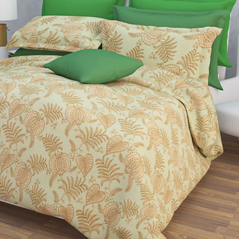 Fern Dreams Cotton Bedsheet (Light Yellow) - 144 TC media 5