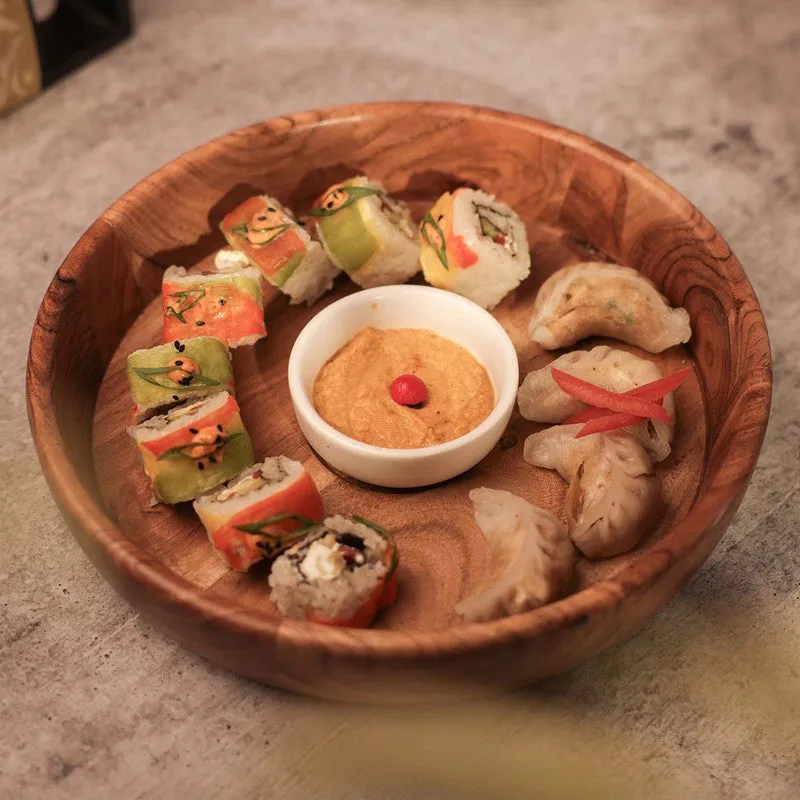 Grain Glow Sushi (Wood,Ceramic) Platter - Two Piece Set media 3