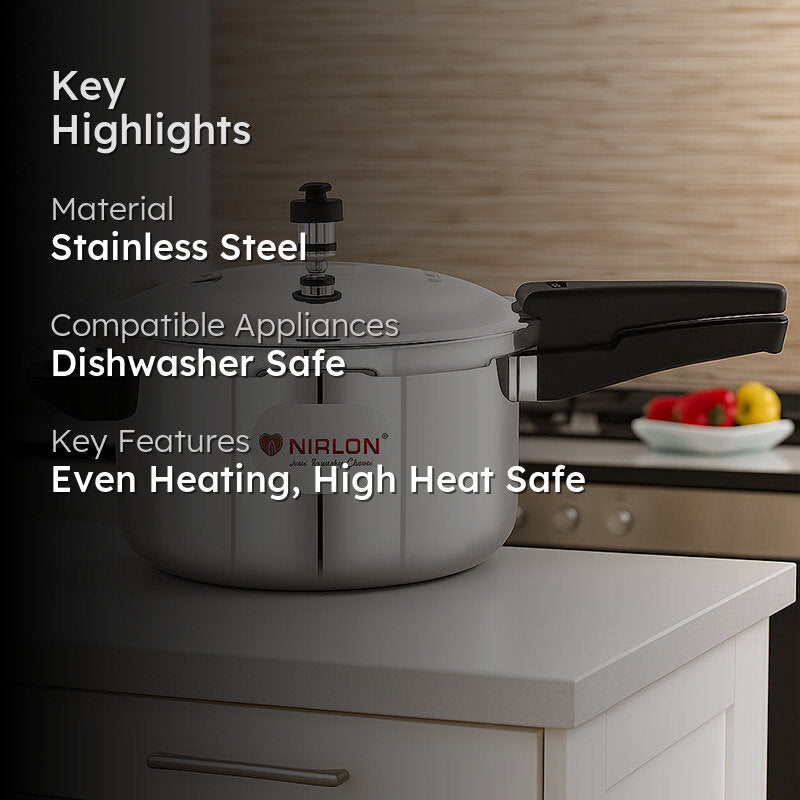 Nirlon Steel Pressure Cooker - 5000 mL/ 11 Inches media 2