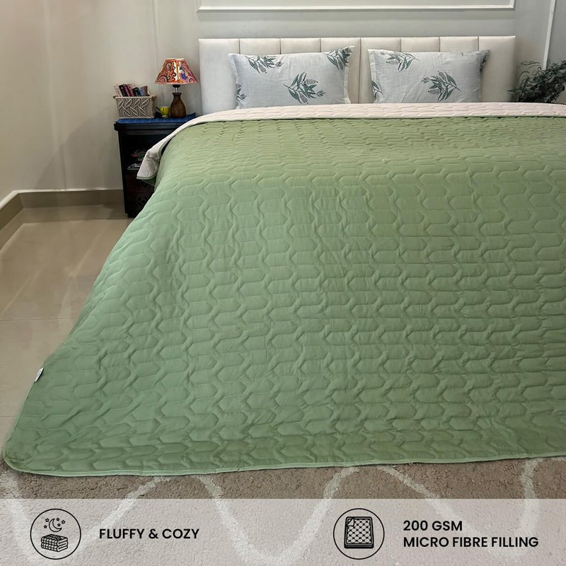 Urban Space Quilted Reversible Microfiber comforter (Sage Green) - 200 GSM media 4
