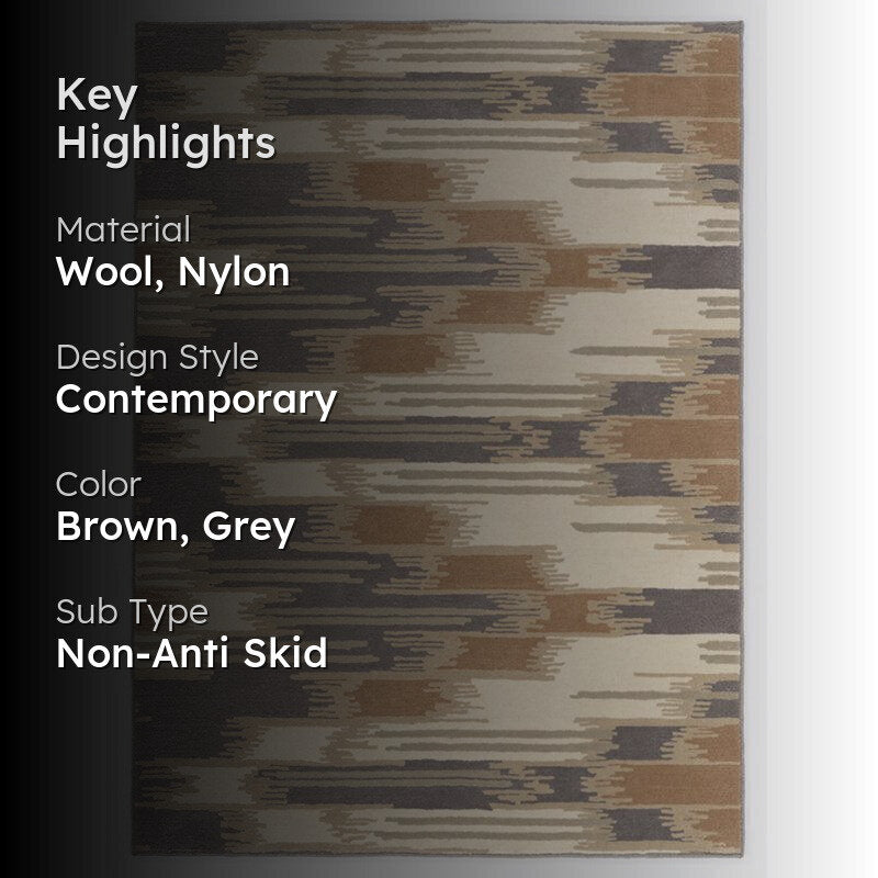 Cirdan Abstract Wool & Nylon Carpet -  Brown & Grey media 2