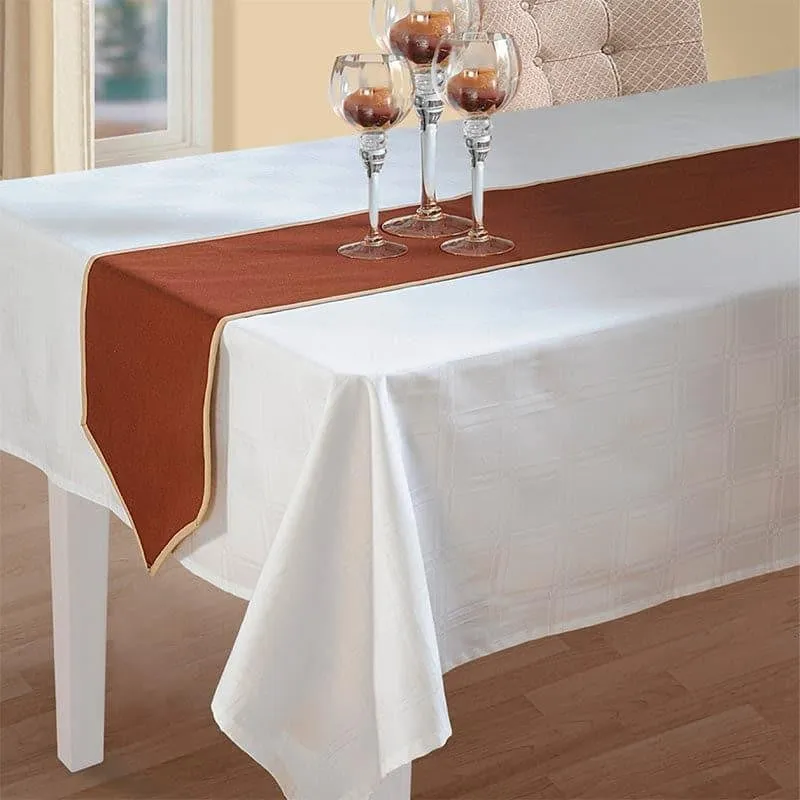 Swayam Solid Sephire Cotton Table Runner (Brown) media 1