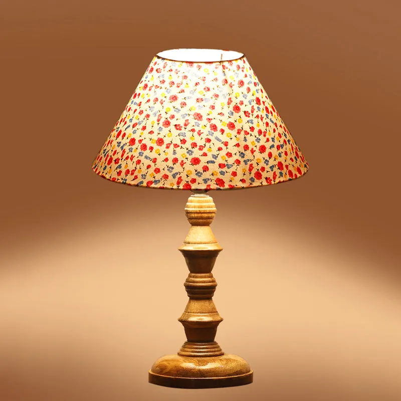 Fleura Cone Timber Wooden Table Lamp - Multicolor media 5