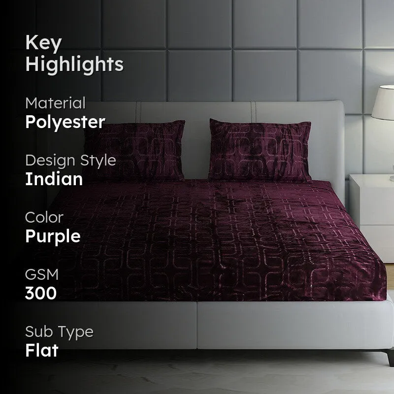 Monte Carlo Gentle Geometry Bedsheet (Purple) - 300 GSM media 2