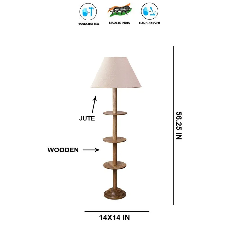 Vintage Glow Light Wooden Floor Lamp - White media 8