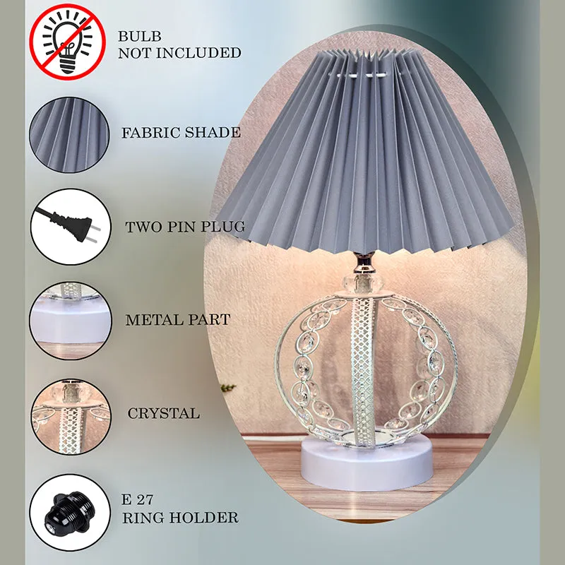 French Pleat Orna Metal Table Lamp - Grey,White media 4