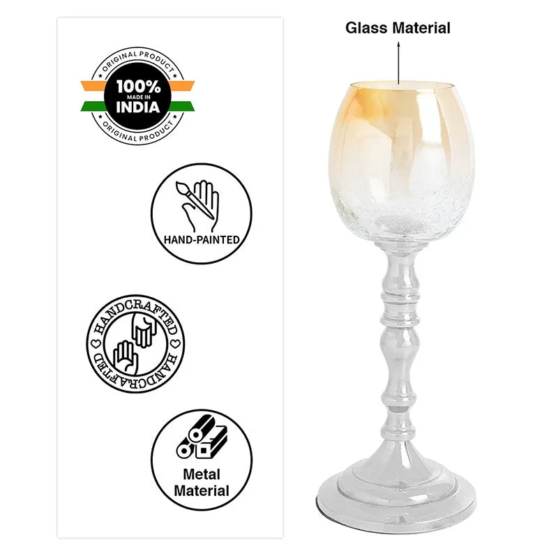 Polido Textured Glass Candle Holder - Silver media 4