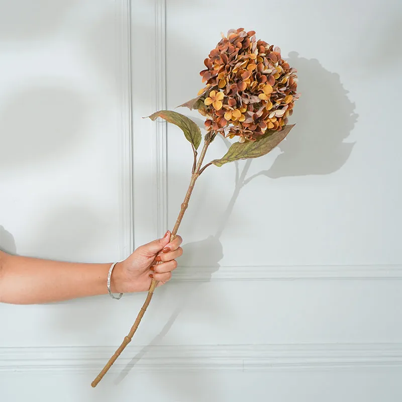 Faux Autumn Hydrangea Flower Stick (Dark Brown) - 26 CM media 1