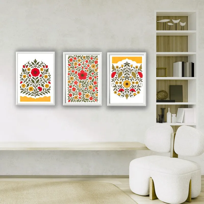 Indigo Garden Paper Wall Painting With Frame - White media 6
