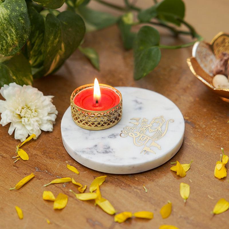 Stone Shree Ram Marble Religious Accent With Tea Light Holder